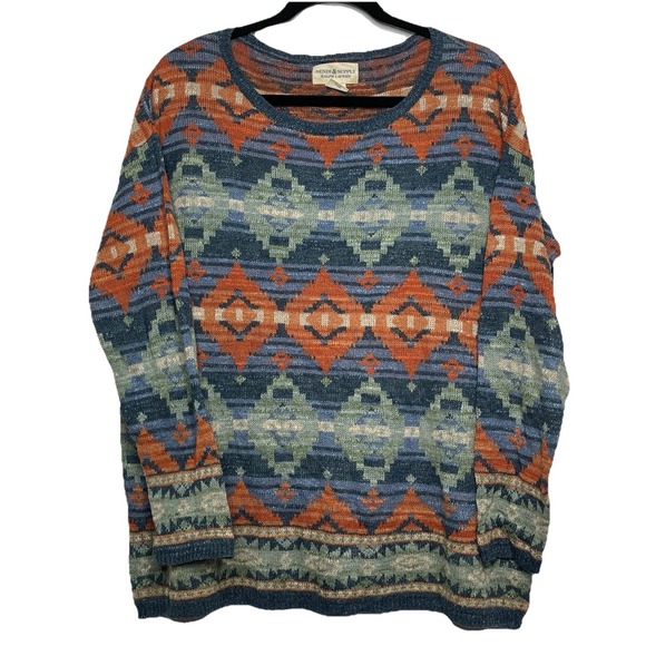 Ralph Lauren Denim & Supply Southwest Aztec Knit Sweater Boho Western‎ Cabincore - Picture 3 of 11